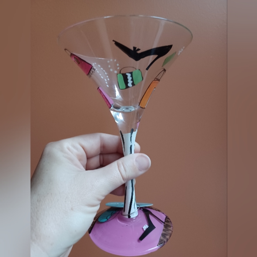 LOLITA "Shopahalic too" Hand painted martini glass